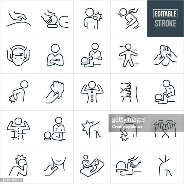 bildbanksillustrationer, clip art samt tecknat material och ikoner med massage therapy thin line icons - editable stroke - stress