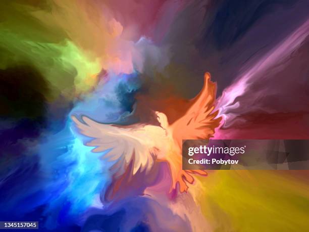 phoenix, abstract painted composition - dove stock illustrations