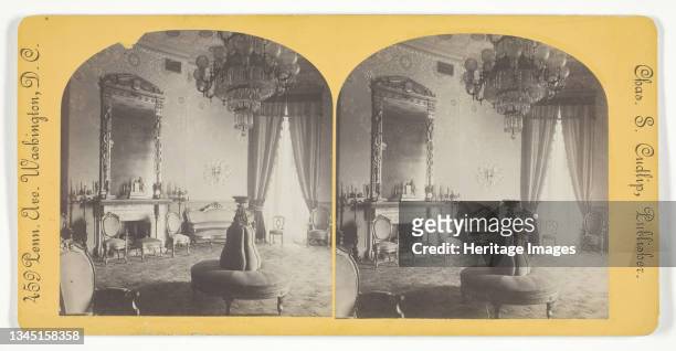 Blue Room, White House, late 19th century. [Interior of the US president's residence, Washington DC]. Albumen print, stereocard. Artist Charles. S....