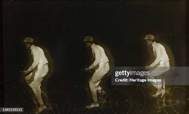 Man Bicycling, 1890s. Gelatin silver lantern slide . Artist Etienne Jules Marey.