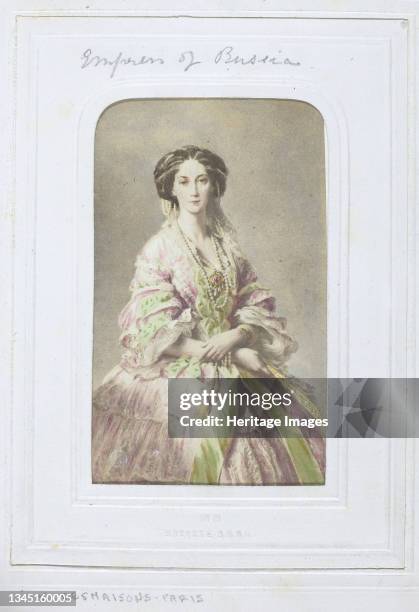 Empress of Russia, 1860-69. [Portrait of Maria Alexandrovna, hand coloured photograph of a painting by Franz Xaver Winterhalter]. Albumen print....