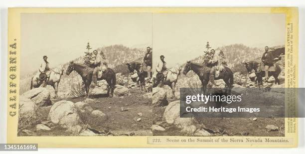 Scene on the Summit of the Sierra Nevada Mountains, California, 1864. Albumen print, stereo, no. 222 from the series "California". Artist Lawrence &...