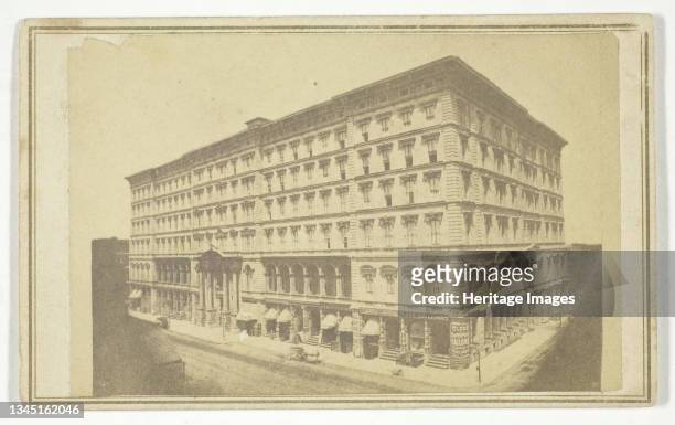 Untitled [Victorian building with shops on the ground floor], circa 1865. [Clegg & Davenport tailors on the corner]. Albumen print. Artist R. F....