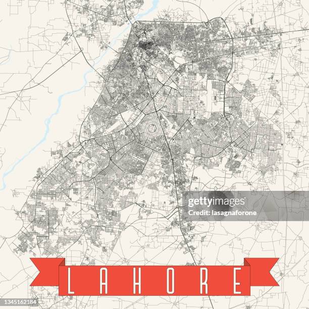 lahore, pakistan vector map - lahore 幅插畫檔、美工圖案、卡通及圖標