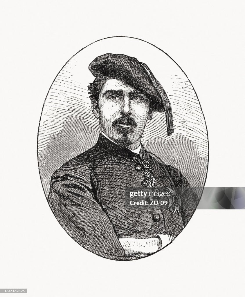 Carlos María de Borbón (1848-1909), Duke of Madrid, woodcut, 1900