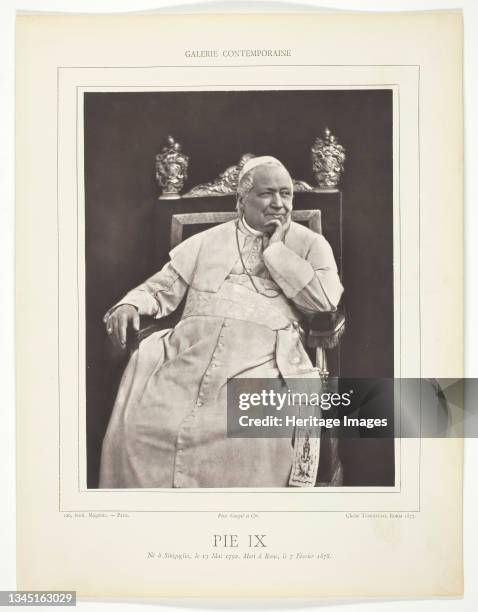 Pie IX, circa 1876. [Portrait of Pope Pius IX]. Woodburytype, from the periodical "Galerie Contemporaine Littéraire, Artistique" , volume 5. Artist...