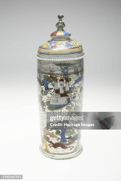 Beaker with Cover with Hunting Scenes, Bohemia, 1550/1600. Artist Bohemia Glass.