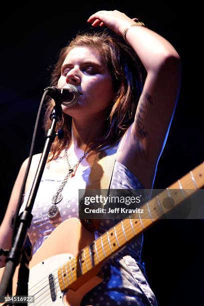 Musician Bethany Cosentino of Best Coast performs on stage during Bonnaroo 2011 at The Other Tent on June 9, 2011 in Manchester, Tennessee.