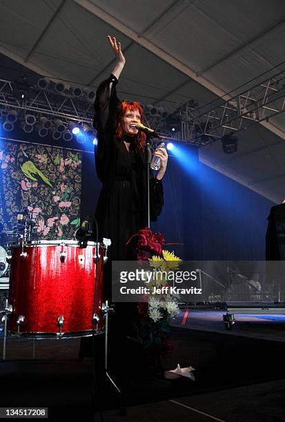 Singer Florence Welch of Florence + The Machine performs on stage during Bonnaroo 2011 at This Tent on June 10, 2011 in Manchester, Tennessee.