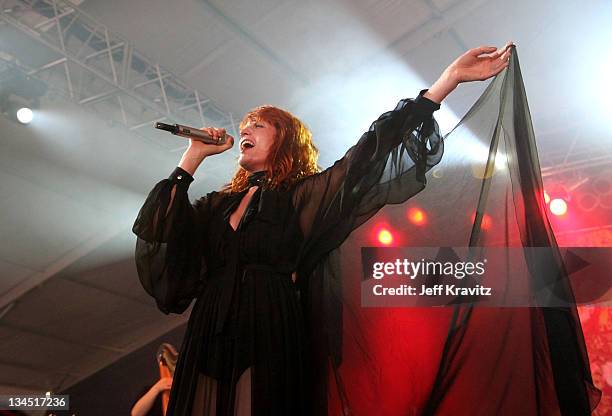 Singer Florence Welch of Florence + The Machine performs on stage during Bonnaroo 2011 at This Tent on June 10, 2011 in Manchester, Tennessee.