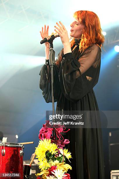 Singer Florence Welch of Florence + The Machine perform on stage during Bonnaroo 2011 at This Tent on June 10, 2011 in Manchester, Tennessee.