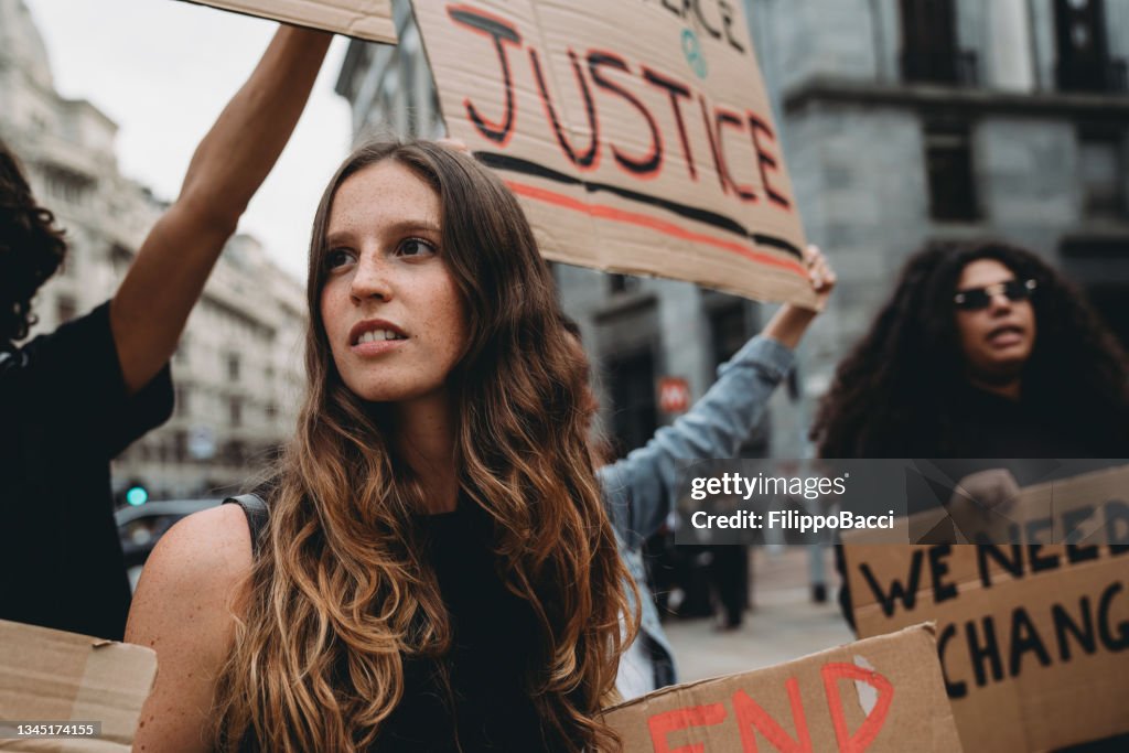 Protest of people against racism