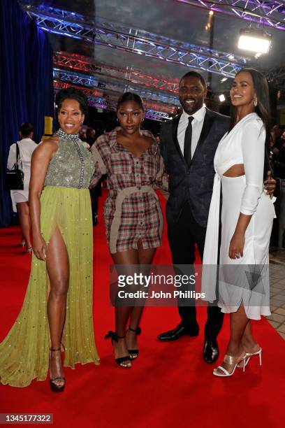 Regina King, Isan Elba, Idris Elba and Sabrina Dhowre Elba attend "The Harder They Fall" World Premiere during the 65th BFI London Film Festival at...