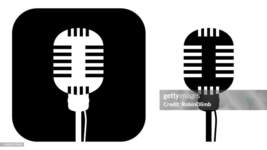 Schwarz-Weiß Retro Mikrofon Icons
