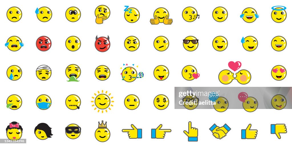 Vector set of cute emoticons - emoji icons.