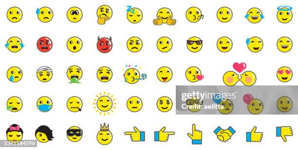 vector set of cute emoticons - emoji icons. - crown emoji stock illustrations