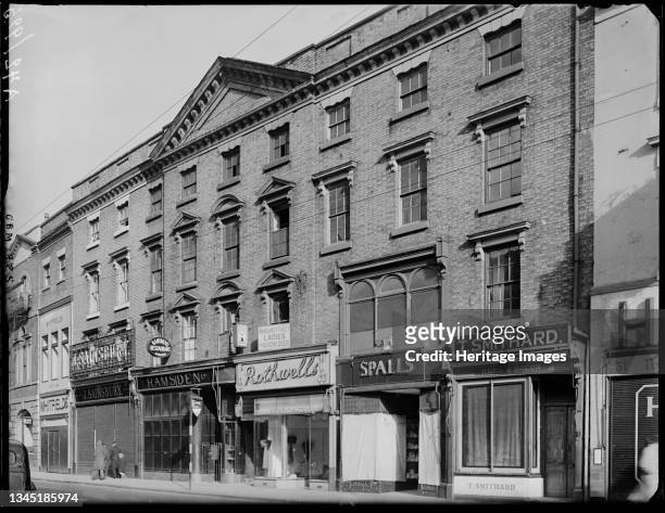 Devonshire House, 36 Corn Market, Derby, 1942. The exterior of Devonshire House at 32-36 Corn Market. Devonshire House was built in the mid 18th...