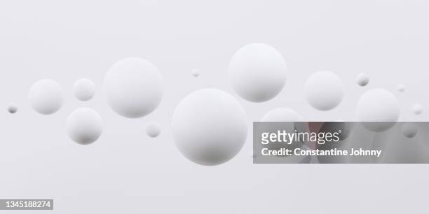 abstract group of geometric spheres white background - 3d balls fotografías e imágenes de stock