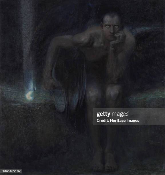 Lucifer, 1891. Found in the Collection of the National Art Gallery of Bulgaria, Sofia. Artist Stuck, Franz, Ritter von .