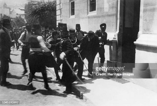 The arrest of the assassin Gavrilo Princip on June 28 1914. Private Collection. Artist Anonymous.