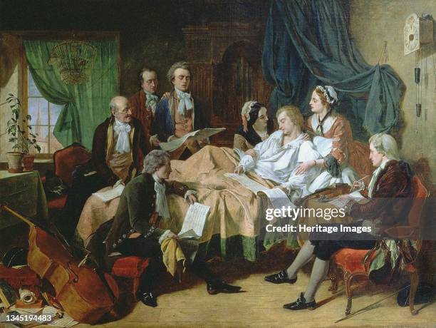 The Last Hours of Mozart, 1860s. Private Collection. Artist O'Neil, Henry Nelson, .