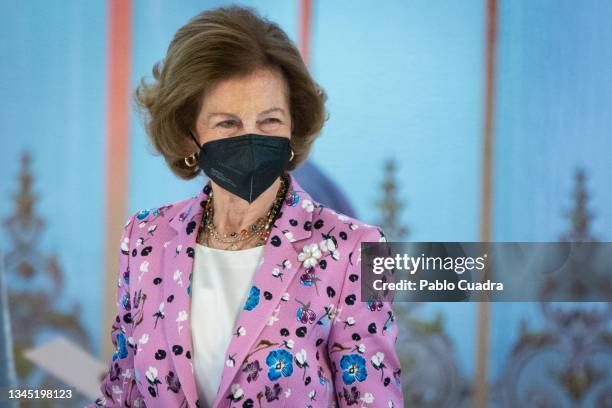 Queen Sofia attends the Social Mapfre Awards at Casino De Madrid on October 06, 2021 in Madrid, Spain.