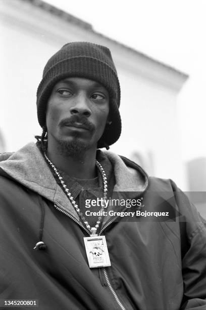 American rapper Snoop Dogg at his home in January, 2000 in Chino Hills, California.
