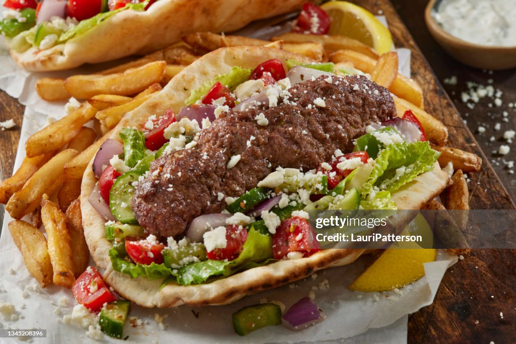 Beef Kofta Pita Wrap with French Fries