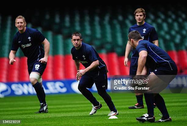 Wales winger Shane Williams in action during the Wales captains run ahead of his final international game against Australia at Millennium Stadium on...