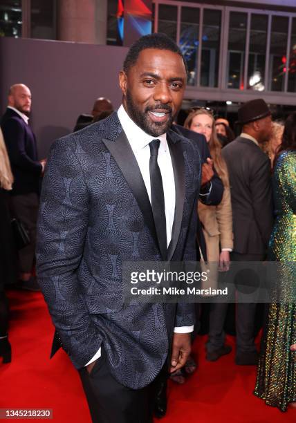 Idris Elba attends "The Harder They Fall" World Premiere during the 65th BFI London Film Festival at The Royal Festival Hall on October 06, 2021 in...