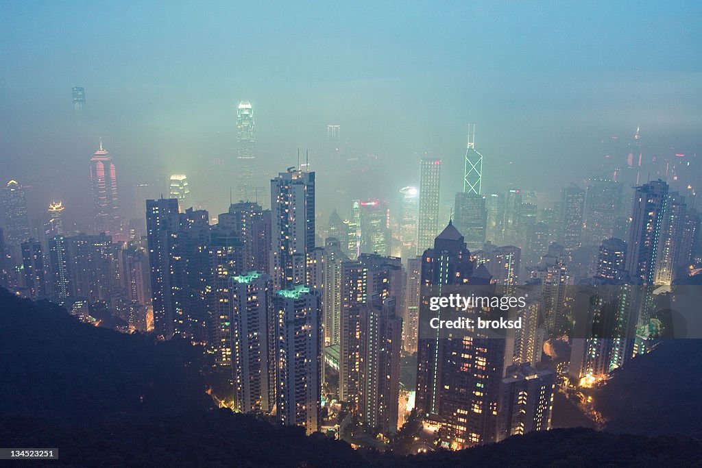 Night view of Hong Kong cityscape