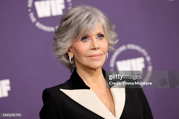 Jane Fonda attends Women in Film's Annual Award Ceremony at The Academy Museum of Motion Pictures on October 06, 2021 in Los Angeles, California.