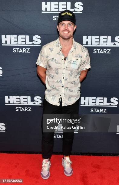 Actor Stephen Amell attends "Heels" season finale Atlanta screening at Regal Atlantic Station on October 06, 2021 in Atlanta, Georgia.