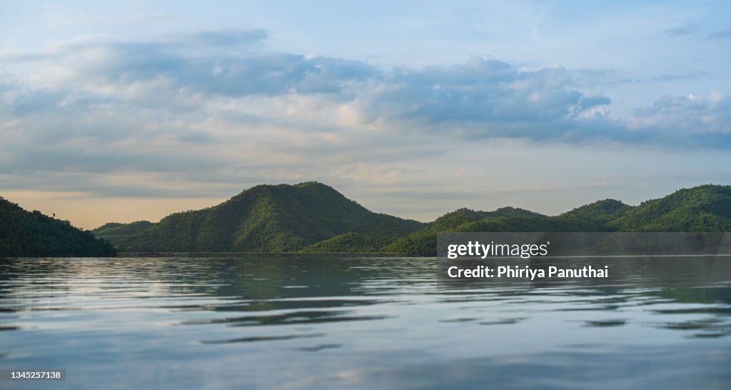 Mountain landscape, picturesque mountain lake in the summer morning, Beauty of nature concept background.