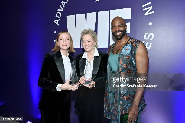 Crystal Award Honorees Hannah Einbinder and Jean Smart, wearing Max Mara, and Carl Clemons-Hopkins attend the Women in Film Honors: Trailblazers of...