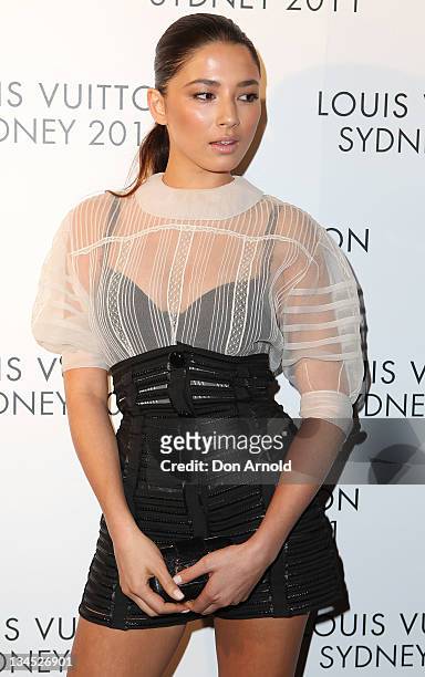 Jessica Gomes arrives at the Louis Vuitton Maison reception on December 2, 2011 in Sydney, Australia.