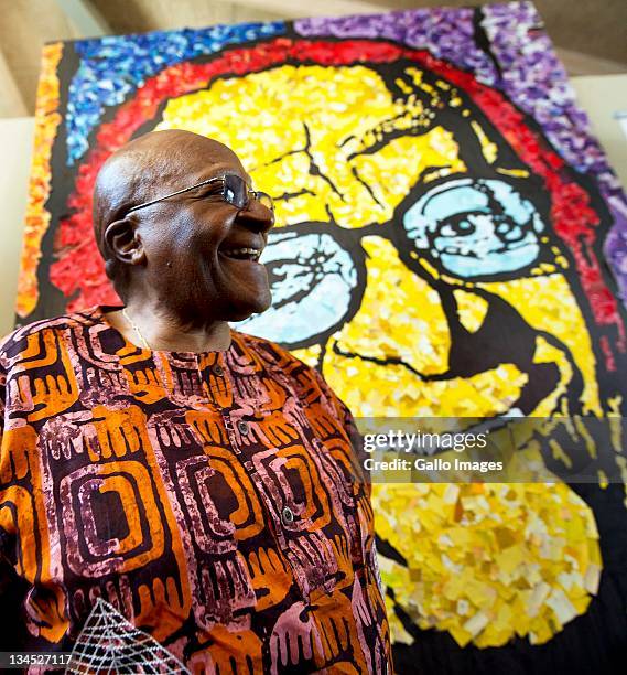 Archbishop Desmond Tutu attends a World Aids Day event held at the Desmond Tutu HIV Foundation Youth Centre on December 1, 2011 in Masiphumelele,...