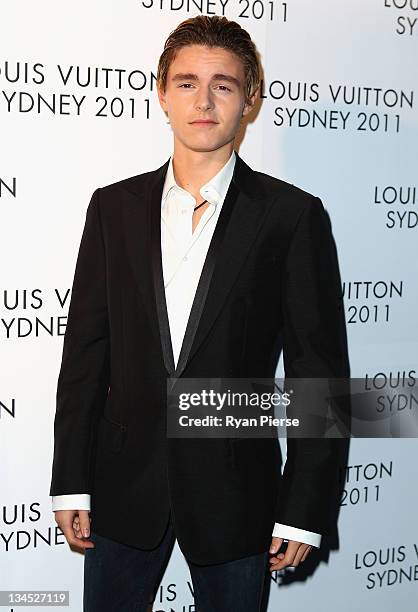Callan McAuliffe arrives at the Louis Vuitton Maison reception on December 2, 2011 in Sydney, Australia. The new Sydney Louis Vuitton Maison is only...