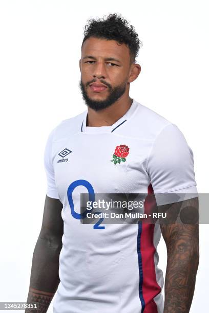 Courtney Lawes poses for a portrait during the England Squad Photo call at The Lensbury on September 27, 2021 in Teddington, England.