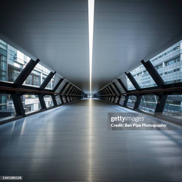 uk, london, canary wharf, empty crossrail tunnel - crossrail stock pictures, royalty-free photos & images