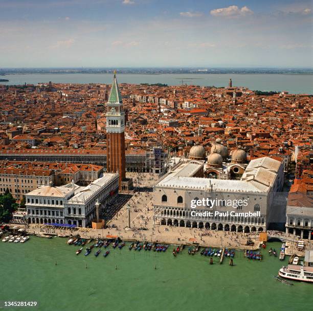 italy, venice, aerial view of st. marks square - doge's palace venice stock pictures, royalty-free photos & images