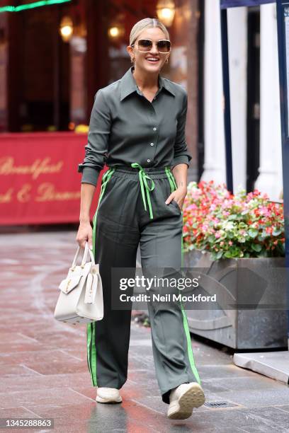 Ashley Roberts seen leaving Heart Breakfast Radio Studios on October 07, 2021 in London, England.