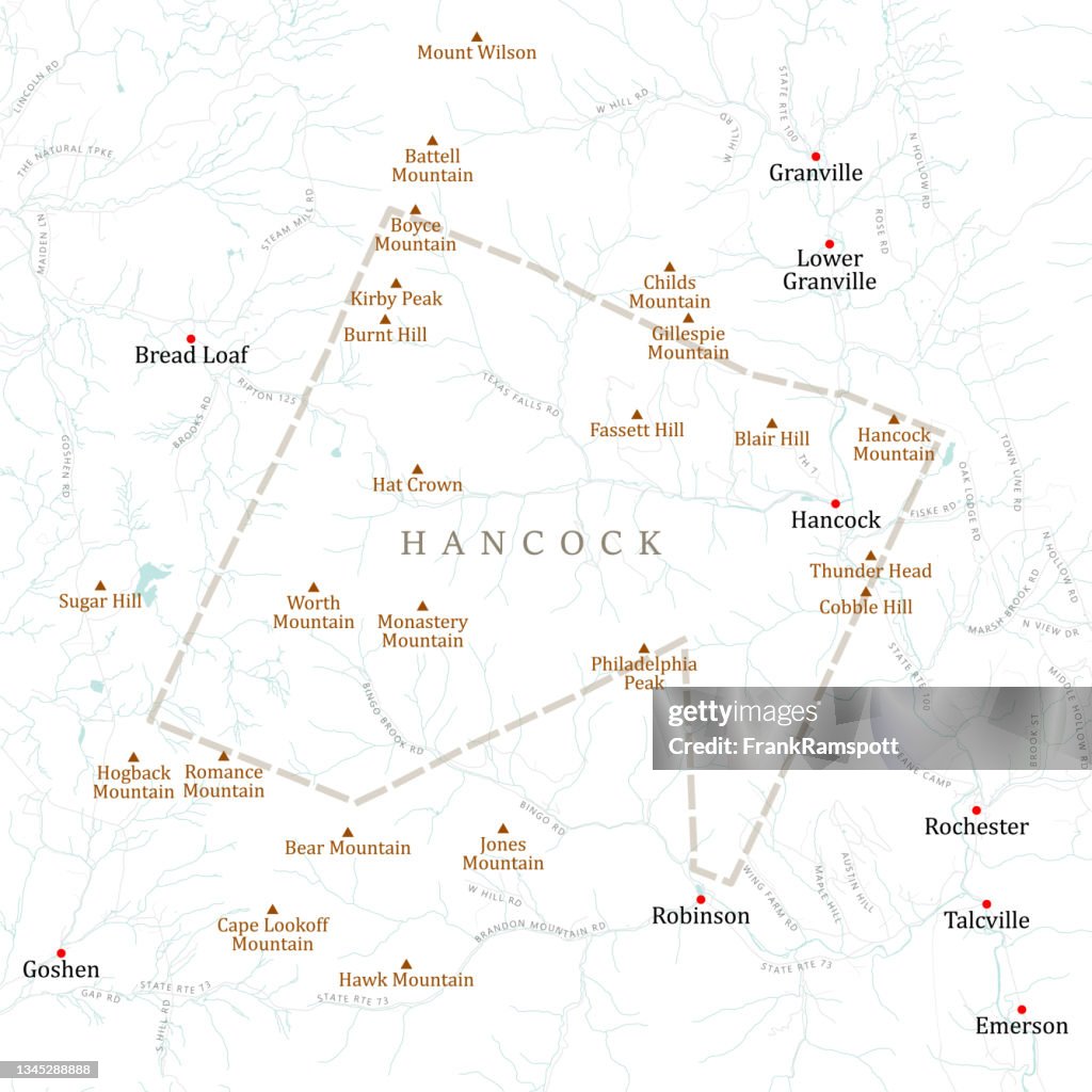 VT Addison Hancock Vector Road Map