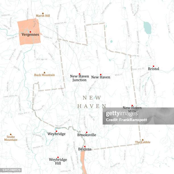 vt addison new haven vector road map - bristol connecticut stock illustrations