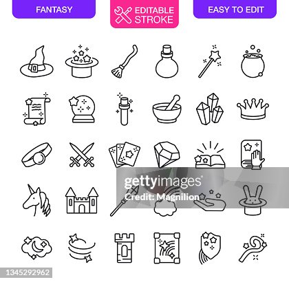 Fantasy World Icons Set Editable Stroke Fantasy World Icons Set Editable Stroke