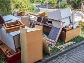 large collection of bulky waste in the city