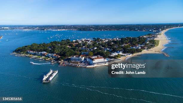 aerial view of sandbanks peninsula and poole harbour. - dorset england stock pictures, royalty-free photos & images