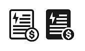 Electricity utility bill document. Payment icon.