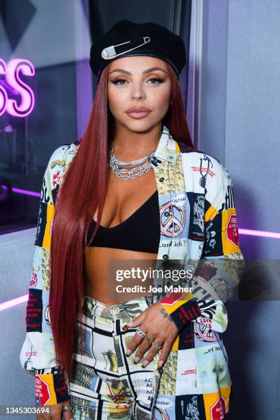 Jesy Nelson visits KISS FM on October 07, 2021 in London, England.