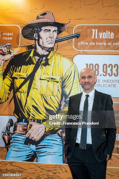 Michele Masiero, curator of the Bonelli Mister No series, attends a "Bonelli Story. 80 Anni A Fumetti" Event at Fabbrica Del Vapore on October 07,...